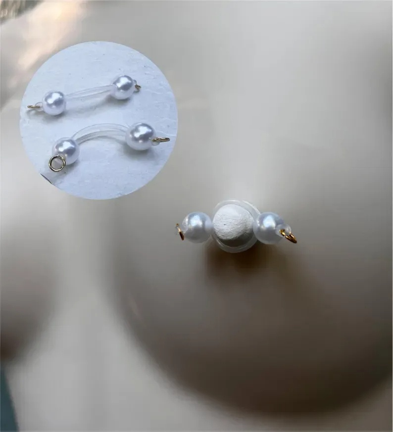 Pearl Adjustable Non-Piercing Nipple Rings - Gold - 2 (a pair) - image 3