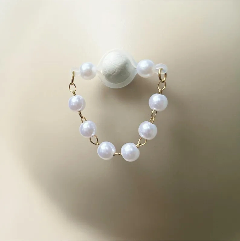 Pearl Adjustable Silicone Loop Nipple Rings - image 1