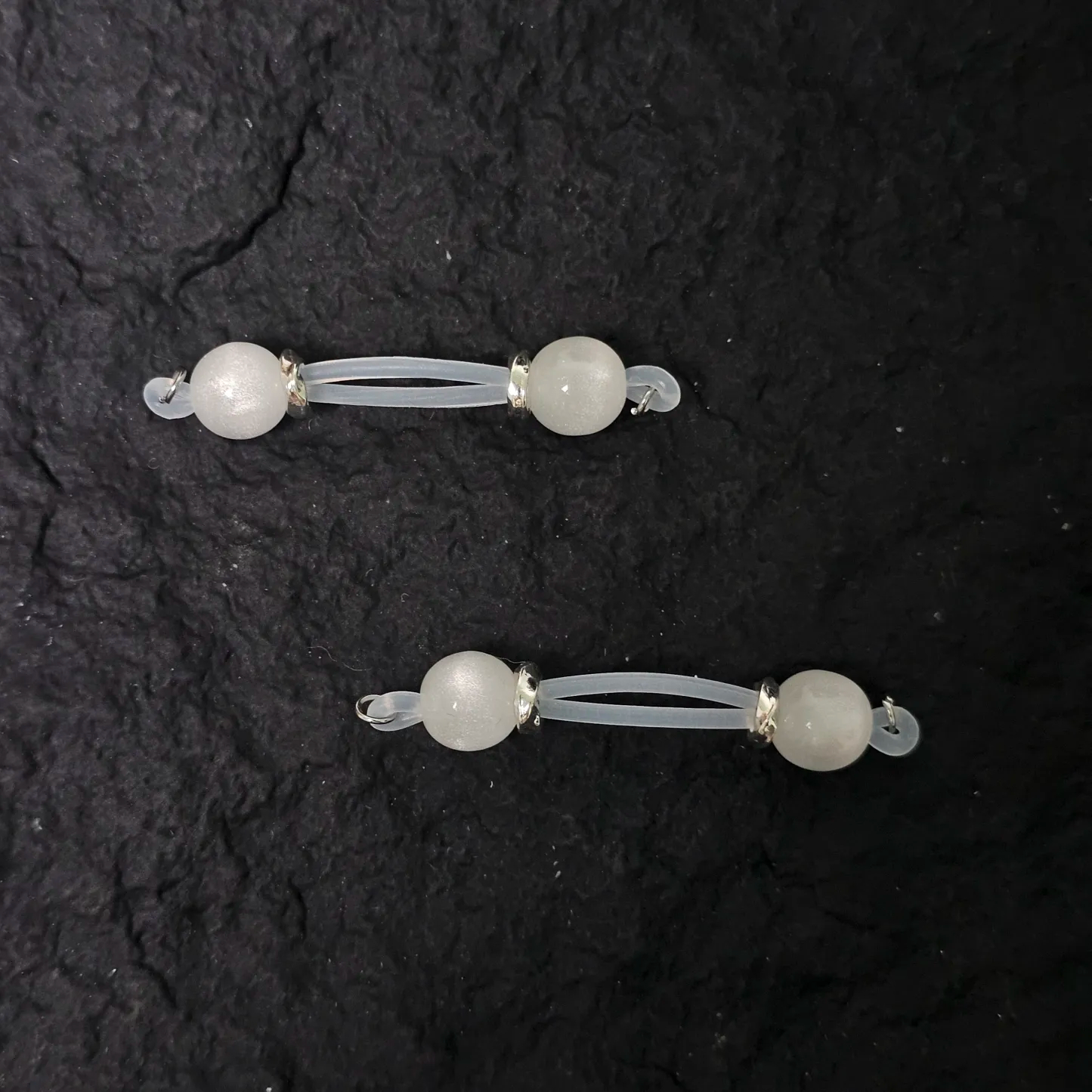 White Beaded Adjustable Nipple Clamp Lingerie Accessories - White - 2 (a pair) - image 2