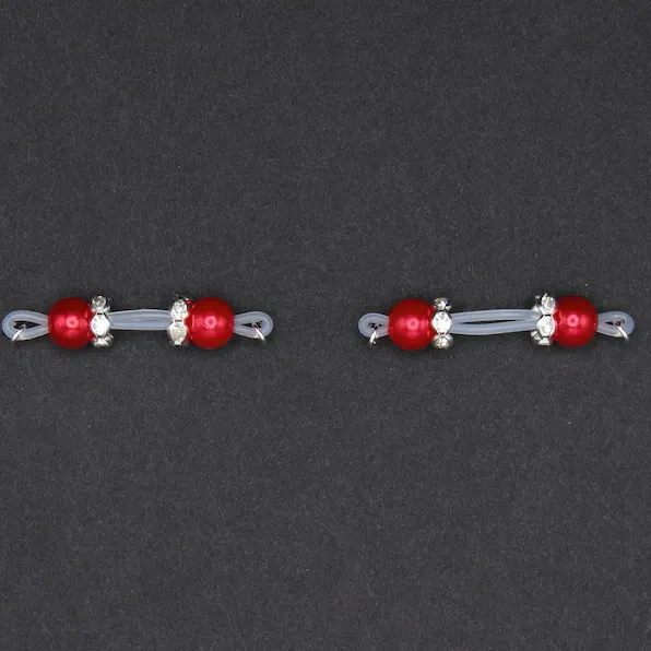 Beaded Rhinestone Silicone Adjustable Nipple Clamp Lingerie Accessories - Red - 2 (a pair) - image 2
