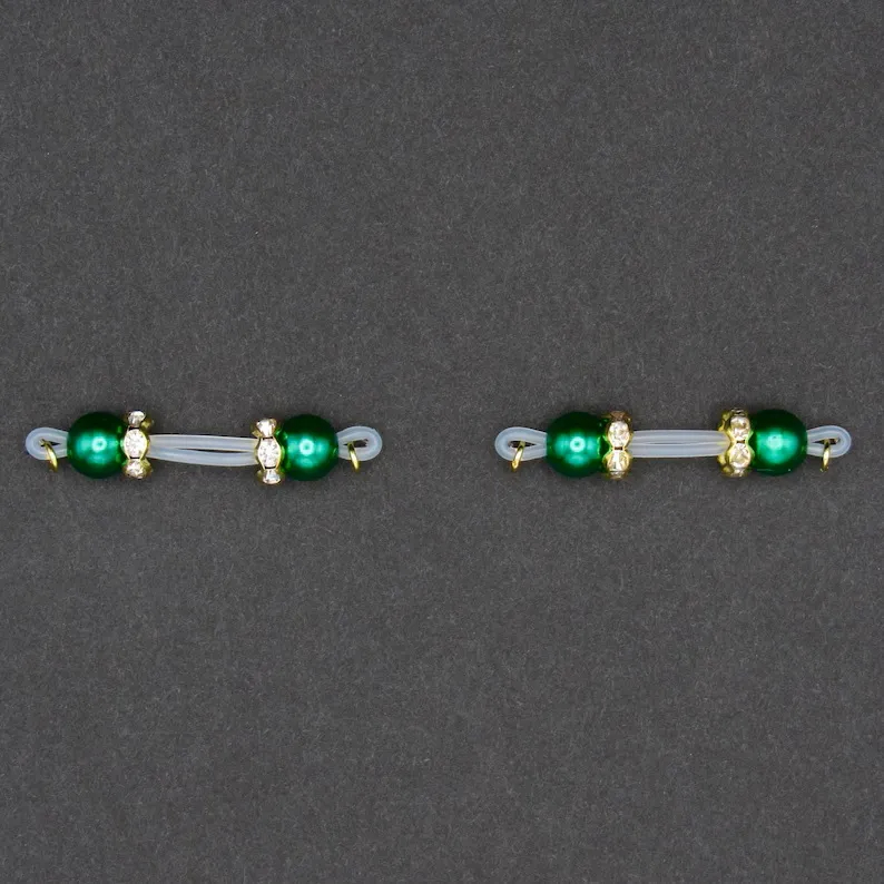 Beaded Rhinestone Silicone Adjustable Nipple Clamp Lingerie Accessories - Green - 2 (a pair) - image 1
