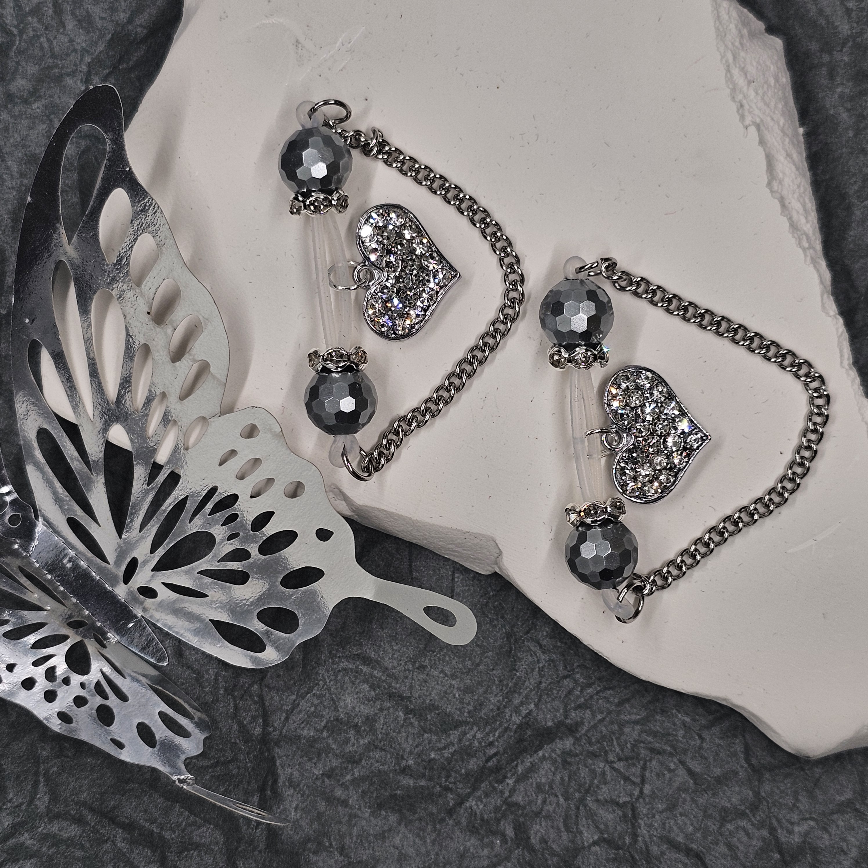 Heart Charm Chain Adjustable Non-Piercing Nipple Rings - image 5