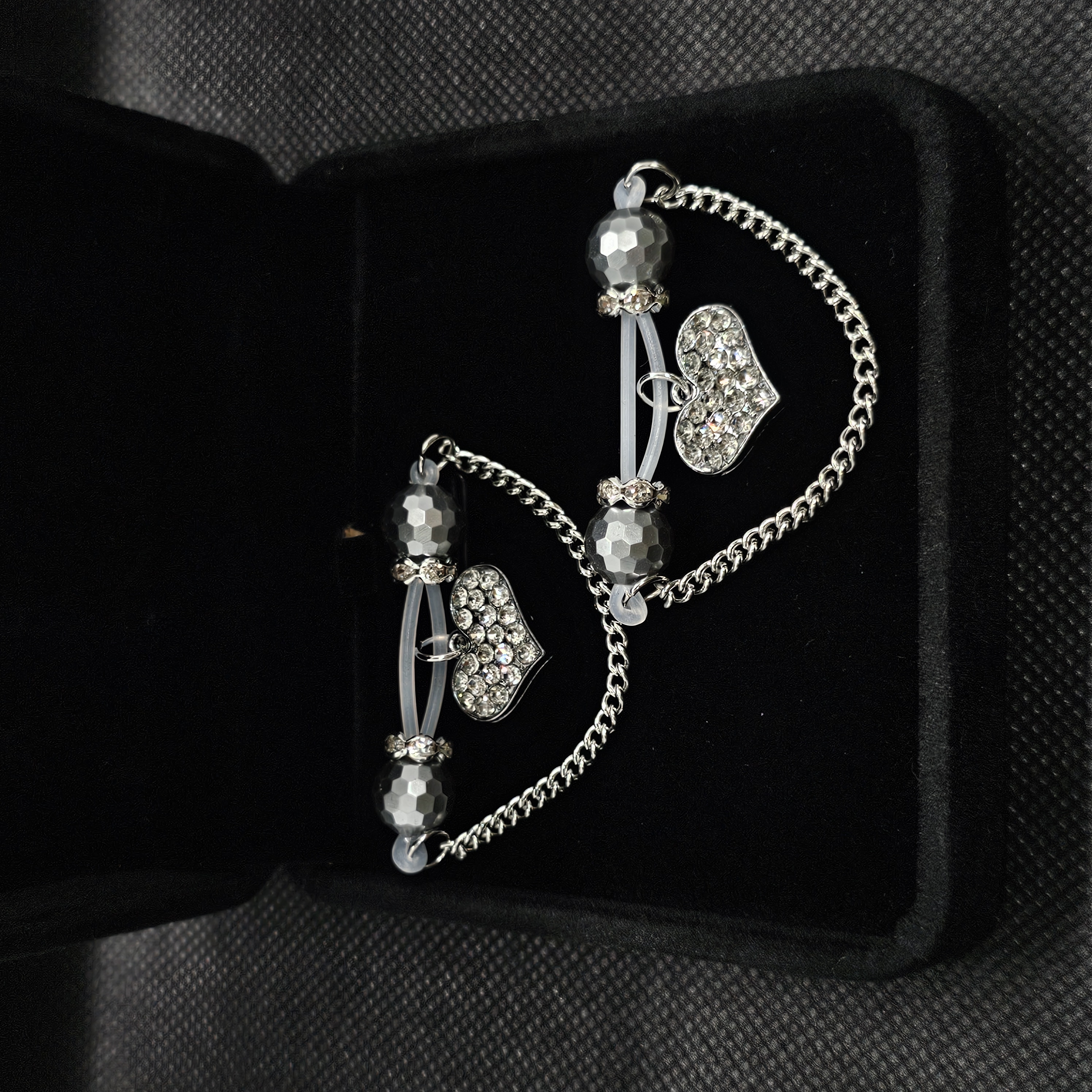 Heart Charm Chain Adjustable Non-Piercing Nipple Rings - image 6