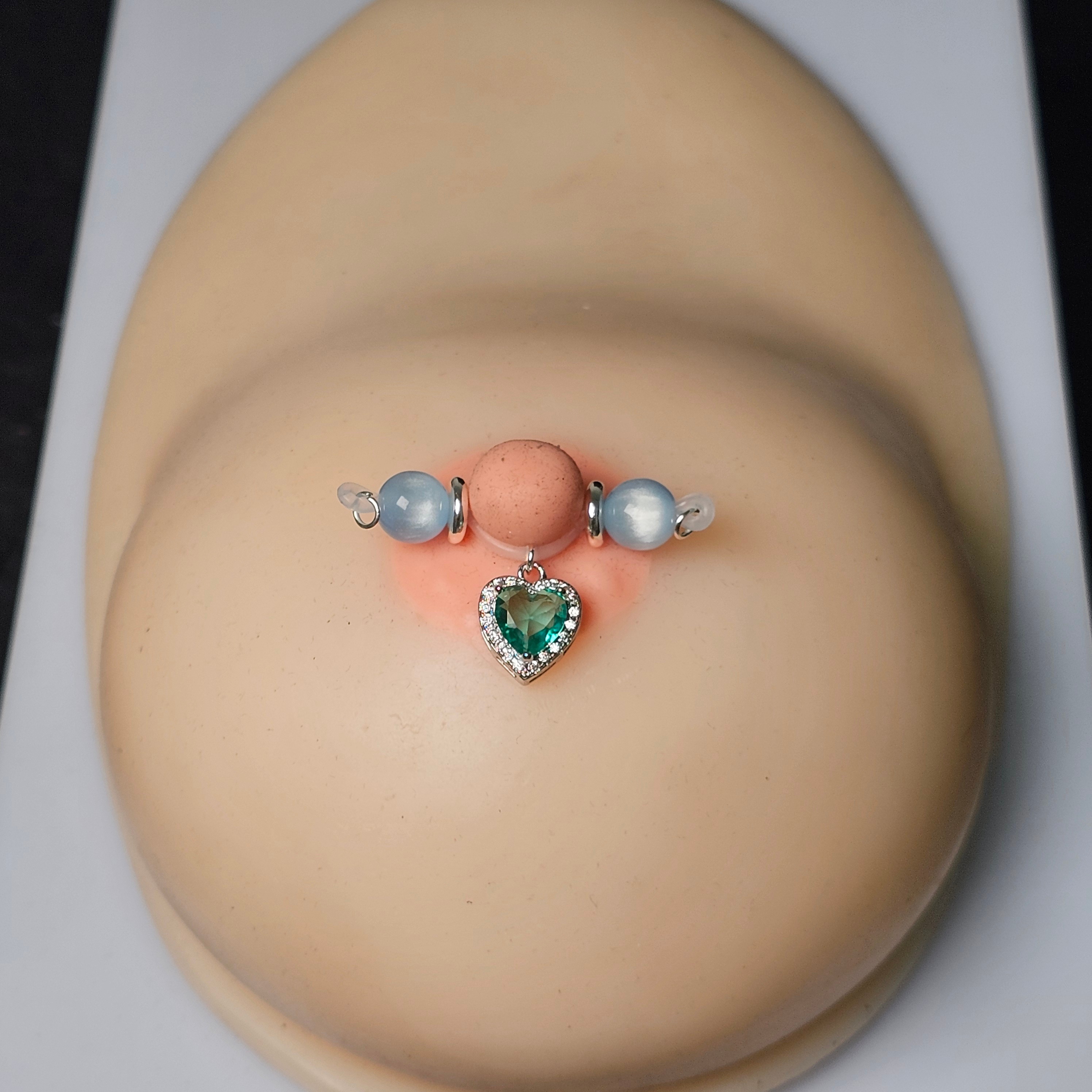 Green Heart Rhinestone Nipple Clamp Adjustable Lingerie - image 1