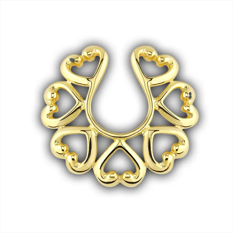 Stainless Steel Hollow Heart-shaped Clip - Gold - One pair (2 pieces) - image 3