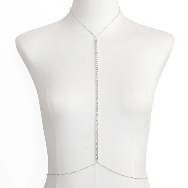 Rhinestone Body Chain Jewelry - Silver - One Size - image 1