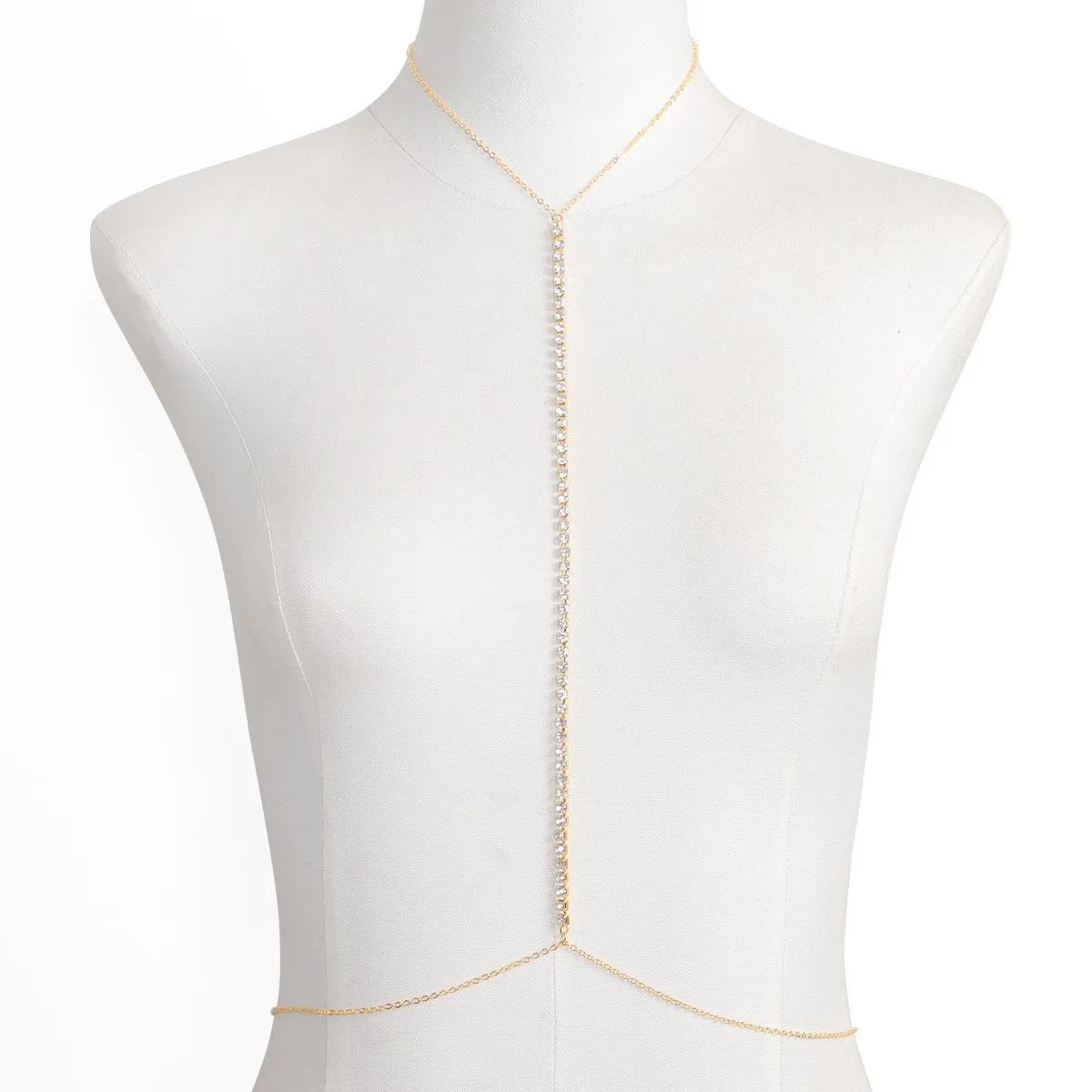Rhinestone Body Chain Jewelry - Gold - One Size - image 3