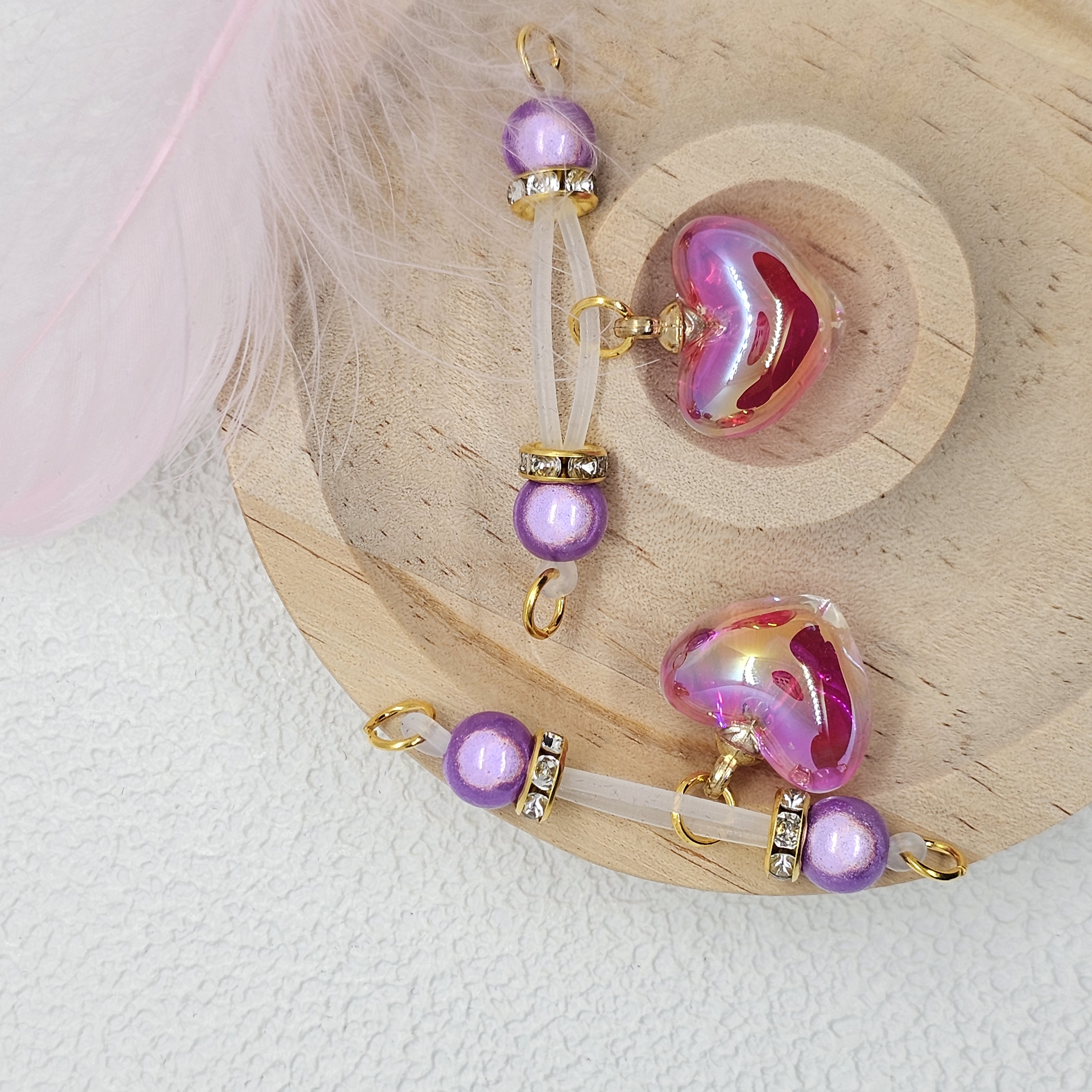 Purple Bead Heart Charm Nipple Ring Adjustable Lingerie Accessories - image 4