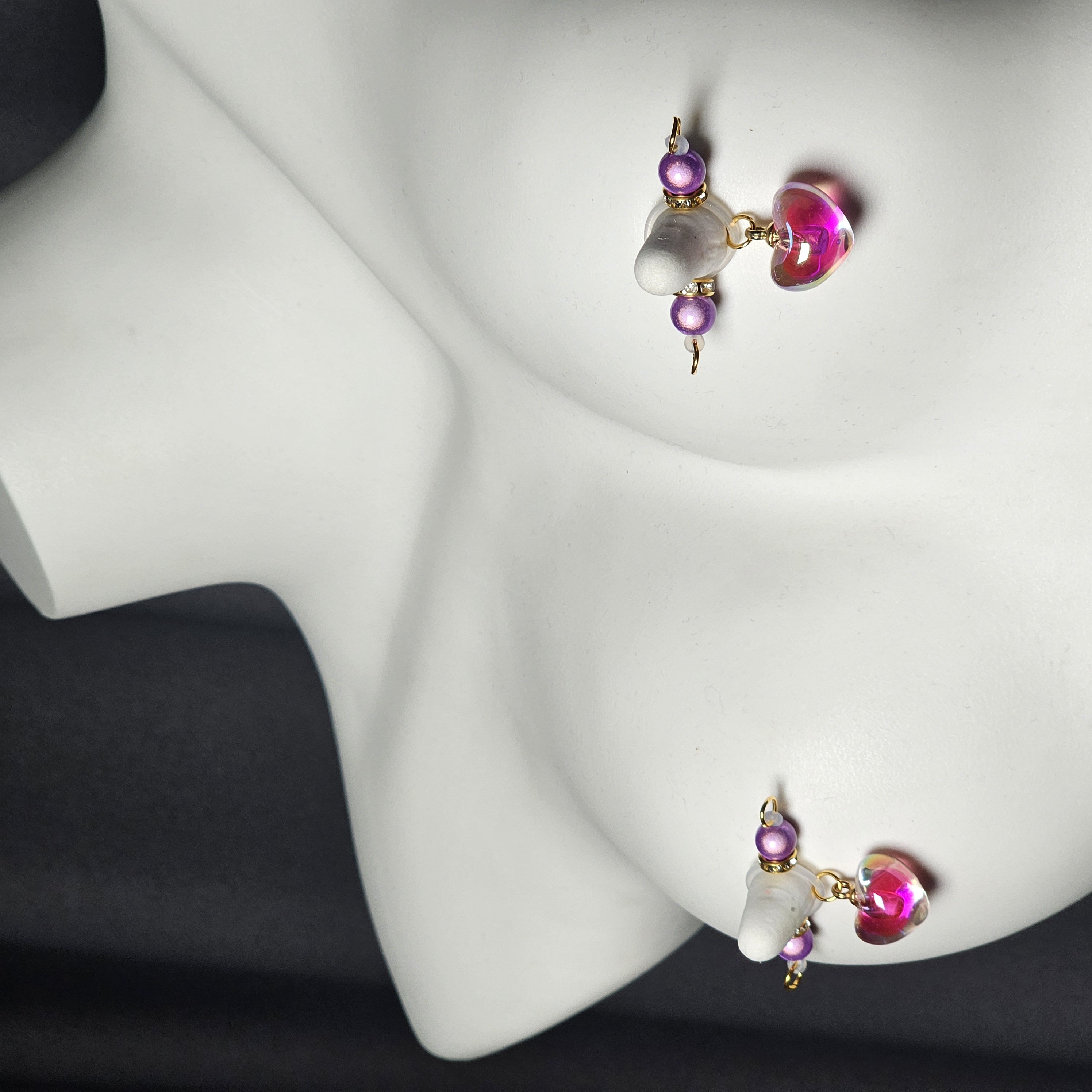 Purple Bead Heart Charm Nipple Ring Adjustable Lingerie Accessories - image 3