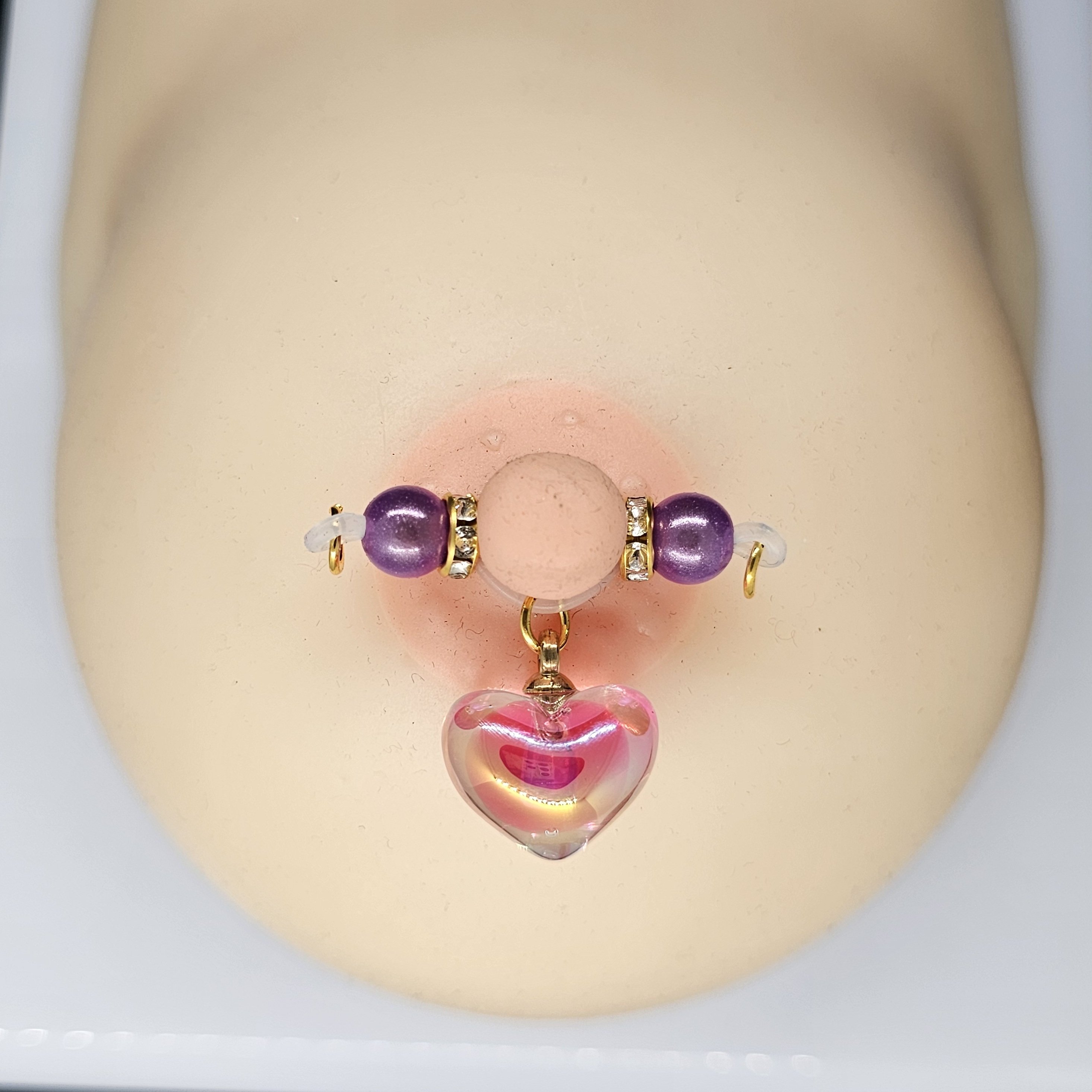 Purple Bead Heart Charm Nipple Ring Adjustable Lingerie Accessories - image 1