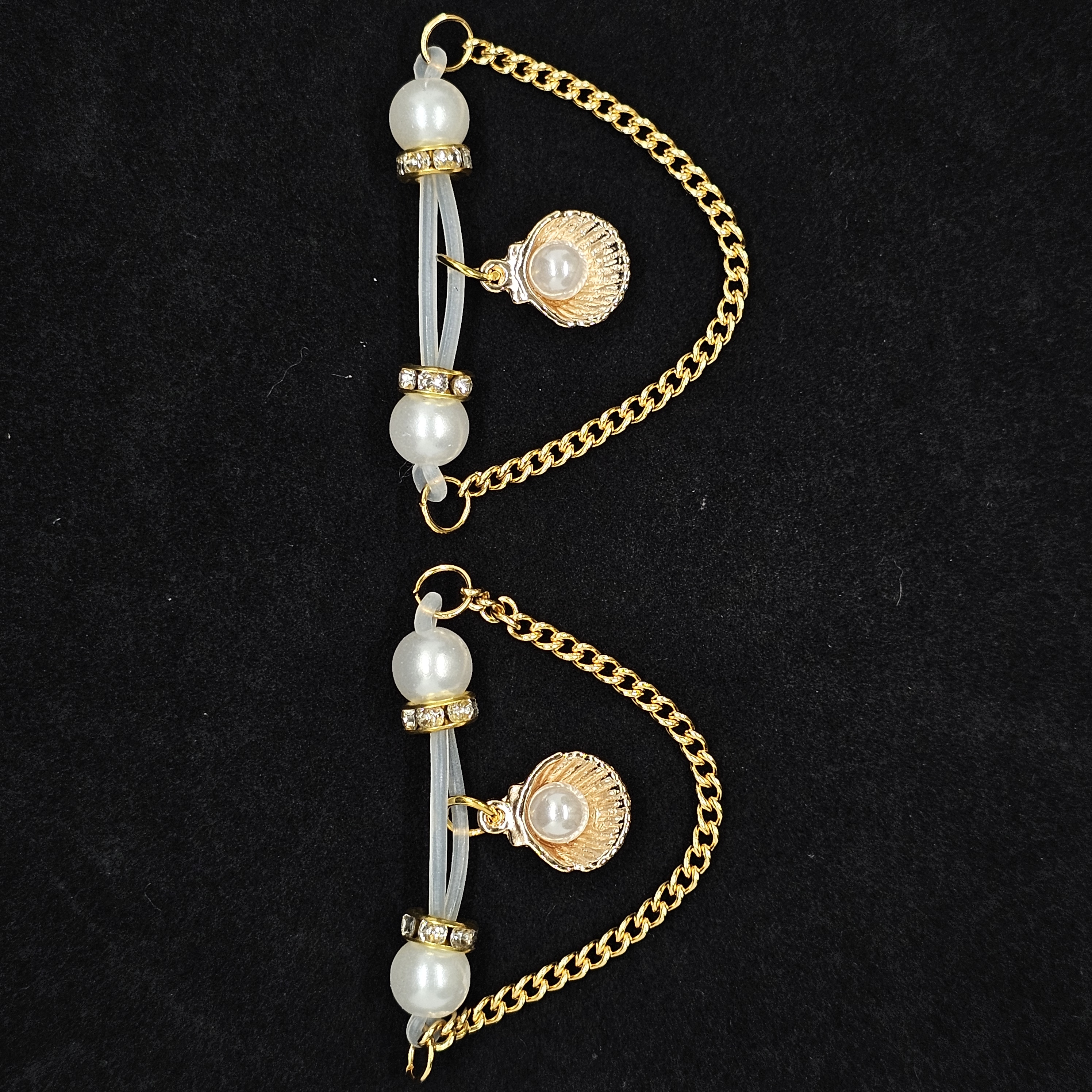 Pearl Shell Charm Chain Adjustable Nipple Clamp Lingerie Accessories - Gold - 2（ a pair） - image 2