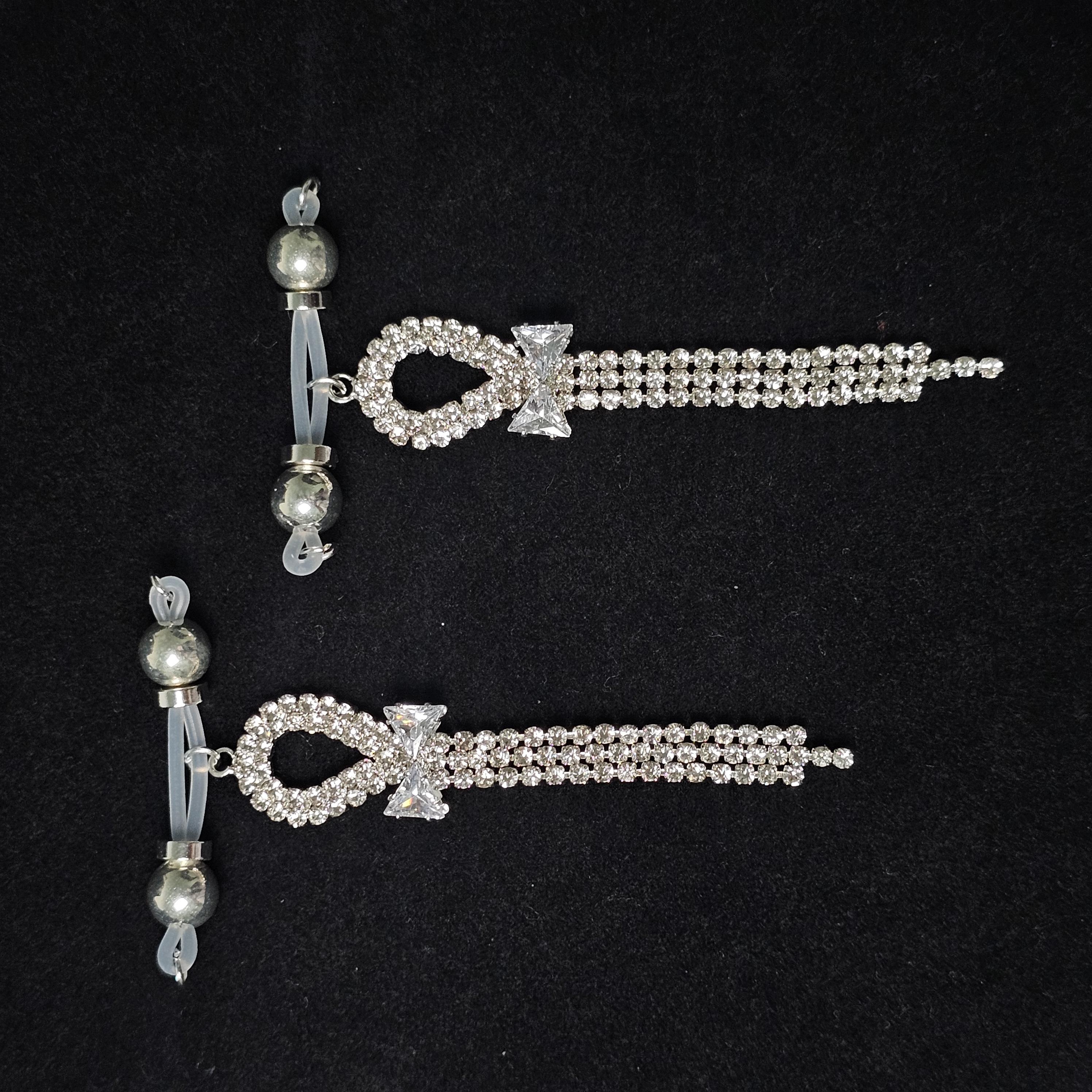 Rhinestone Adjustable Nipple Clamp Lingerie Accessories - Silver - 2（ a pair） - image 2