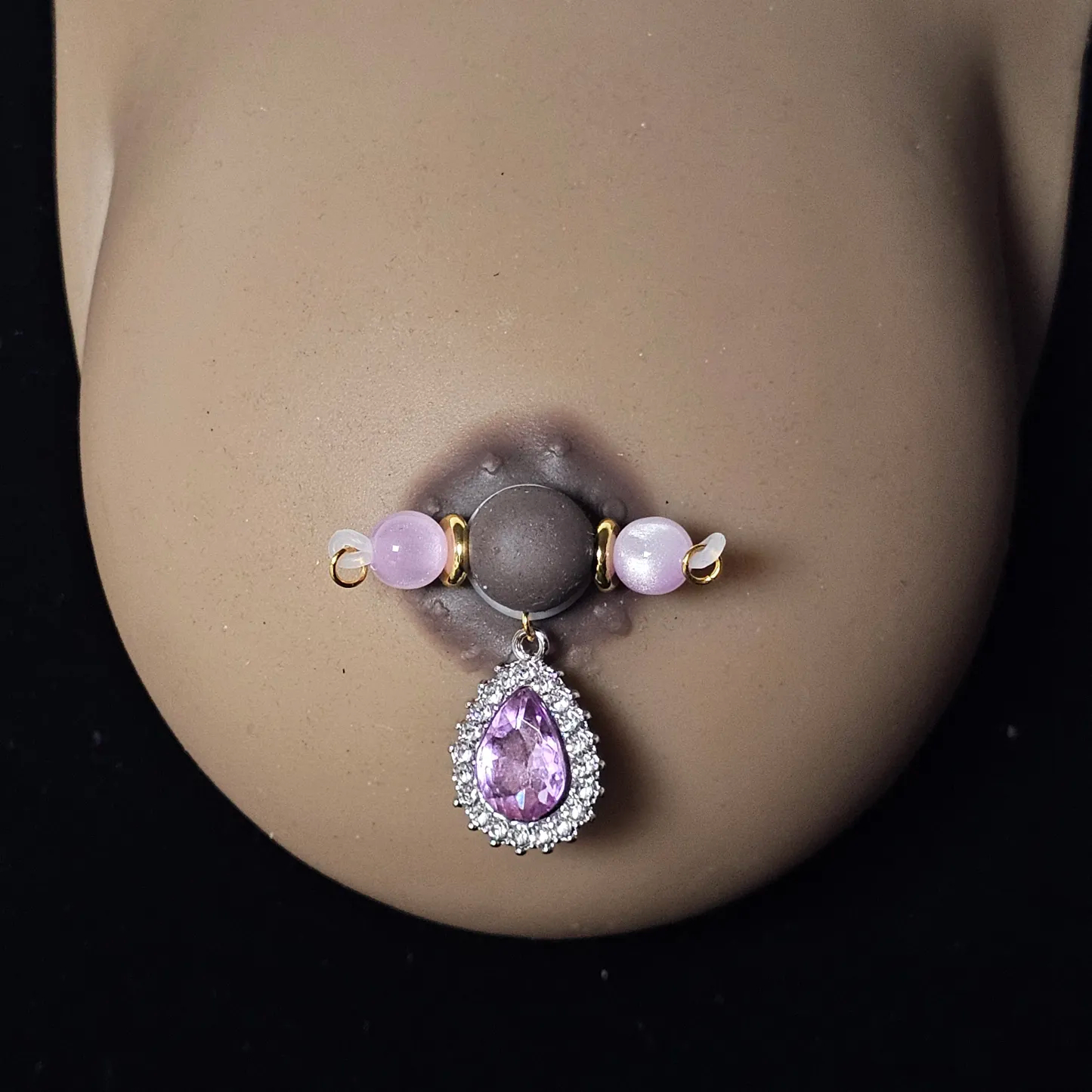 Purple Bead Rhinestone Nipple Clamp Adjustable Lingerie Accessories - image 1