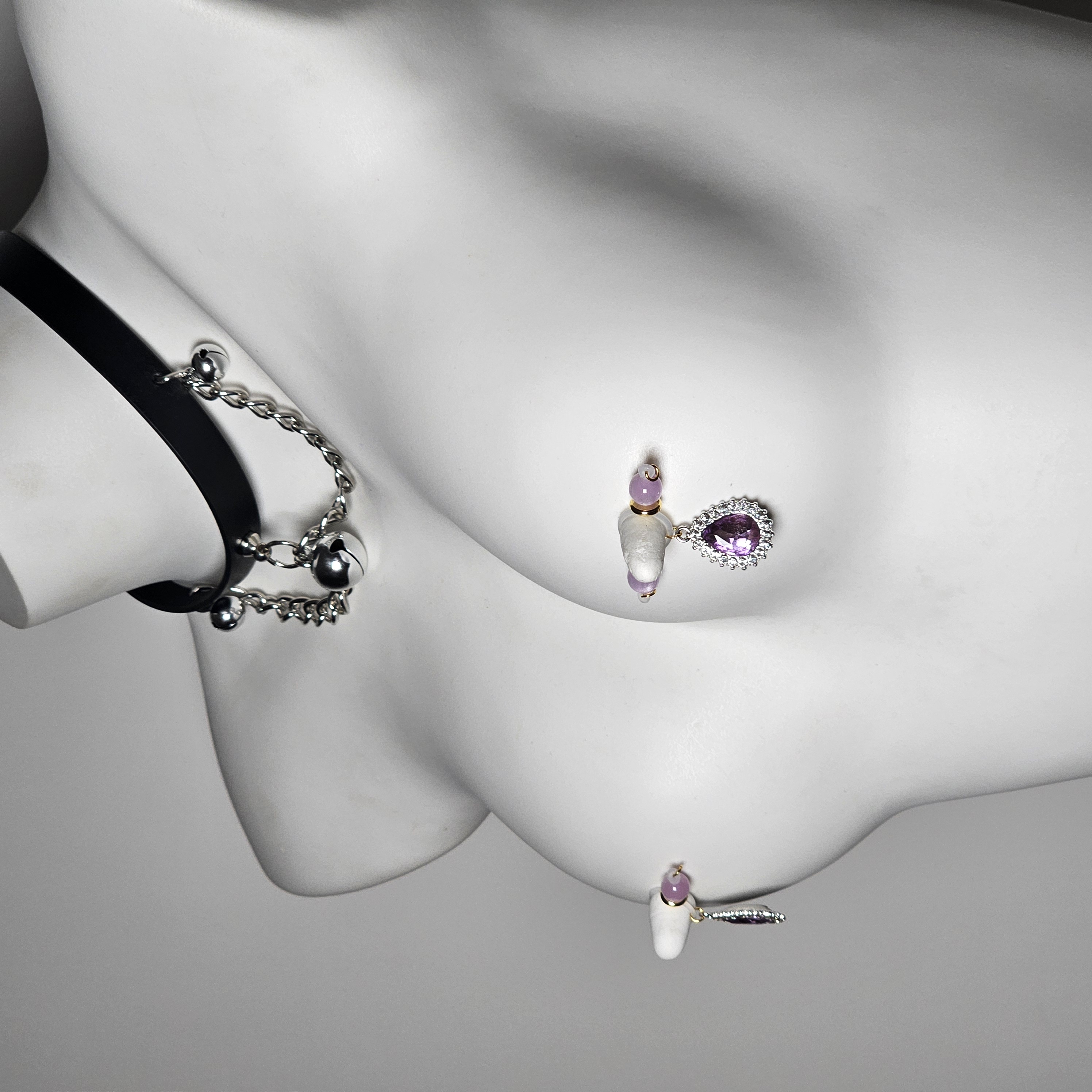 Purple Bead Rhinestone Nipple Clamp Adjustable Lingerie Accessories - image 3