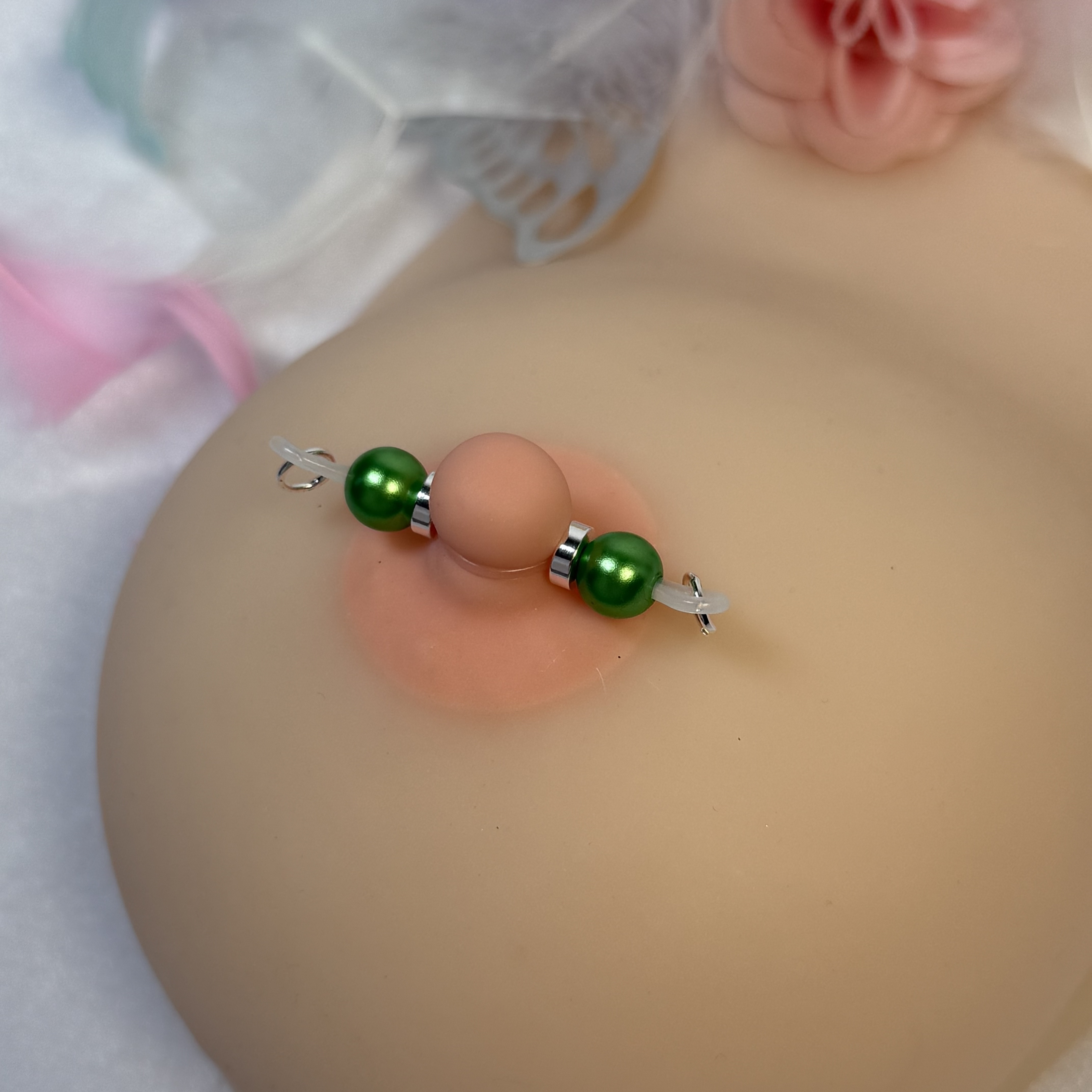 Green Bead Nipple Clamp Adjustable Lingerie Accessories - image 1