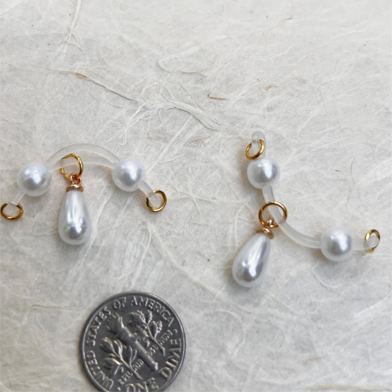 Pearl Pendant Adjustable Non-Piercing Nipple Rings - White - 2 pack (one pair) - image 3