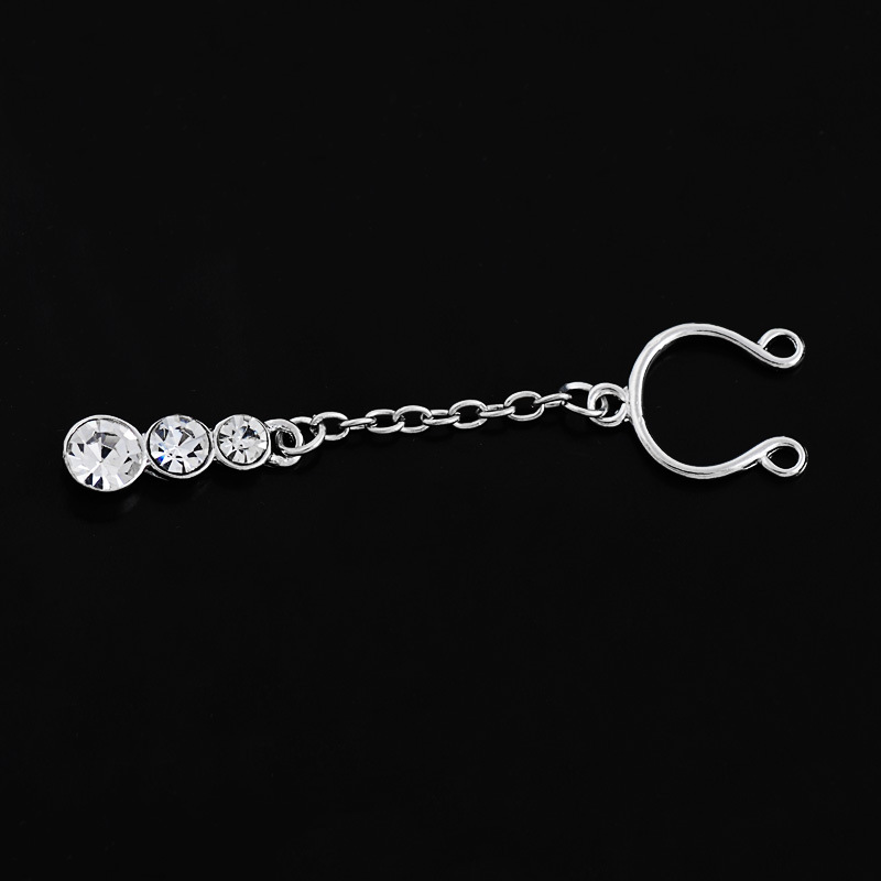 Rhinestone Chain Nipple Clamp Adjustable Lingerie Accessories - Silver - One pair (2 pieces) - image 2