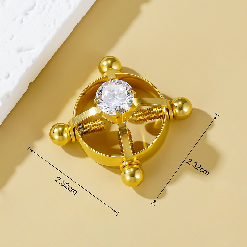 Titanium Steel Adjustable Nipple Ring Adjustable Lingerie Accessories - Gold - 2 pack (one pair) - image 2