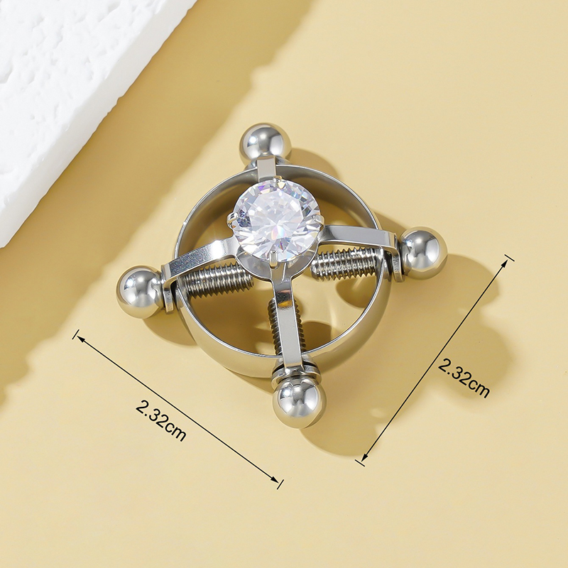 Titanium Steel Adjustable Nipple Ring Adjustable Lingerie Accessories - Silver - 2 pack (one pair) - image 1