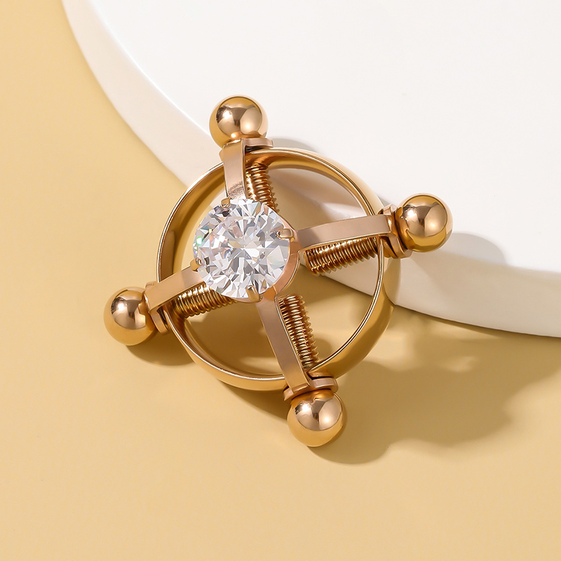 Titanium Steel Adjustable Nipple Ring Adjustable Lingerie Accessories - Rose Gold - 2 pack (one pair) - image 5