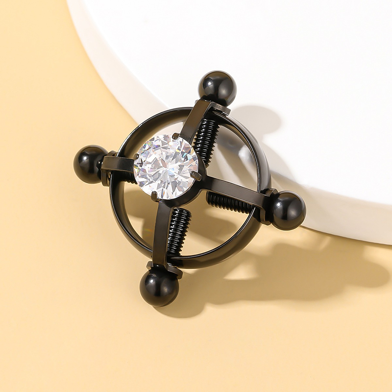 Titanium Steel Adjustable Nipple Ring Adjustable Lingerie Accessories - Black - 2 pack (one pair) - image 4