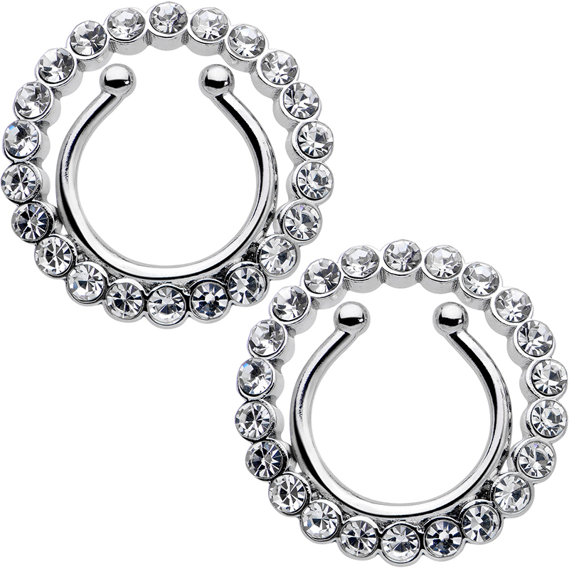 Rhinestone Circle Nipple Clamp Adjustable Lingerie Accessories - White - One pair (2 pieces) - image 4