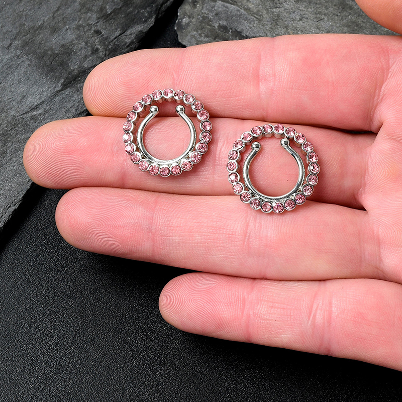 Rhinestone Circle Nipple Clamp Adjustable Lingerie Accessories - image 1