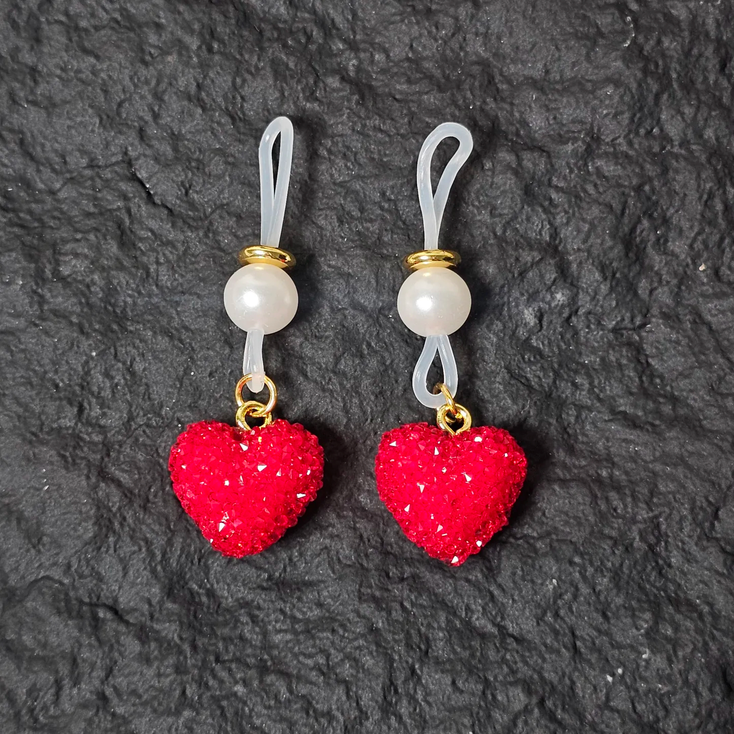 Red Heart Nipple Clamp Adjustable Lingerie Accessories - Red - 2（ a pair） - image 2