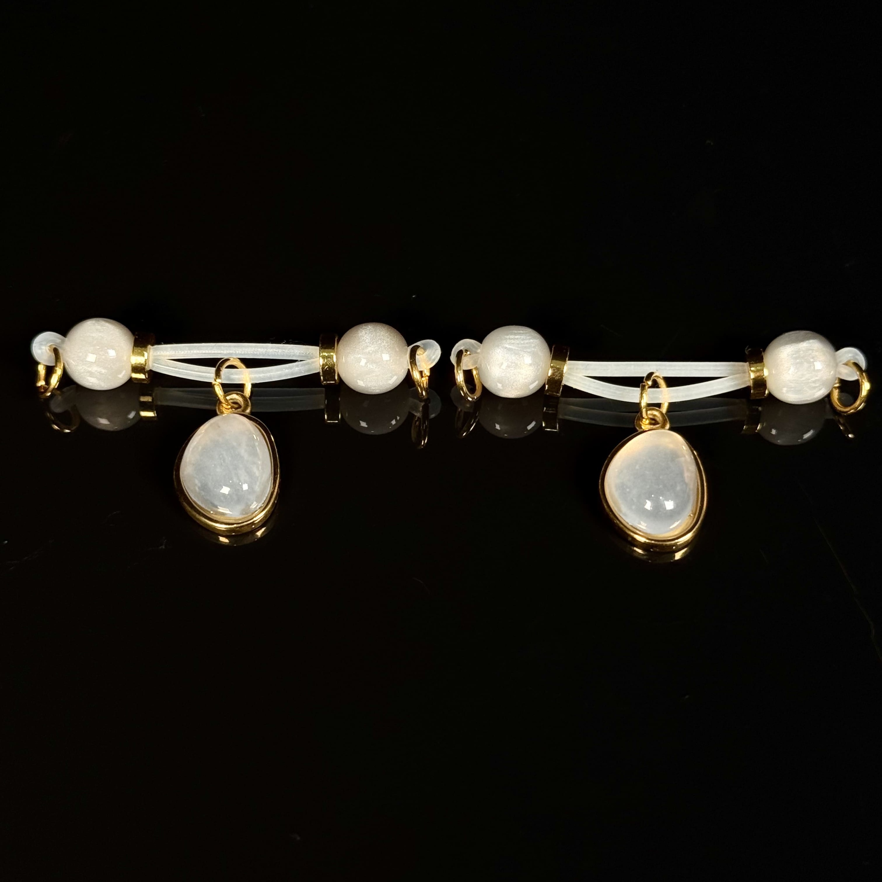 Aurora Amber Pendant Adjustable Non-Piercing Nipple Rings - White - 2 pack (one pair) - image 3