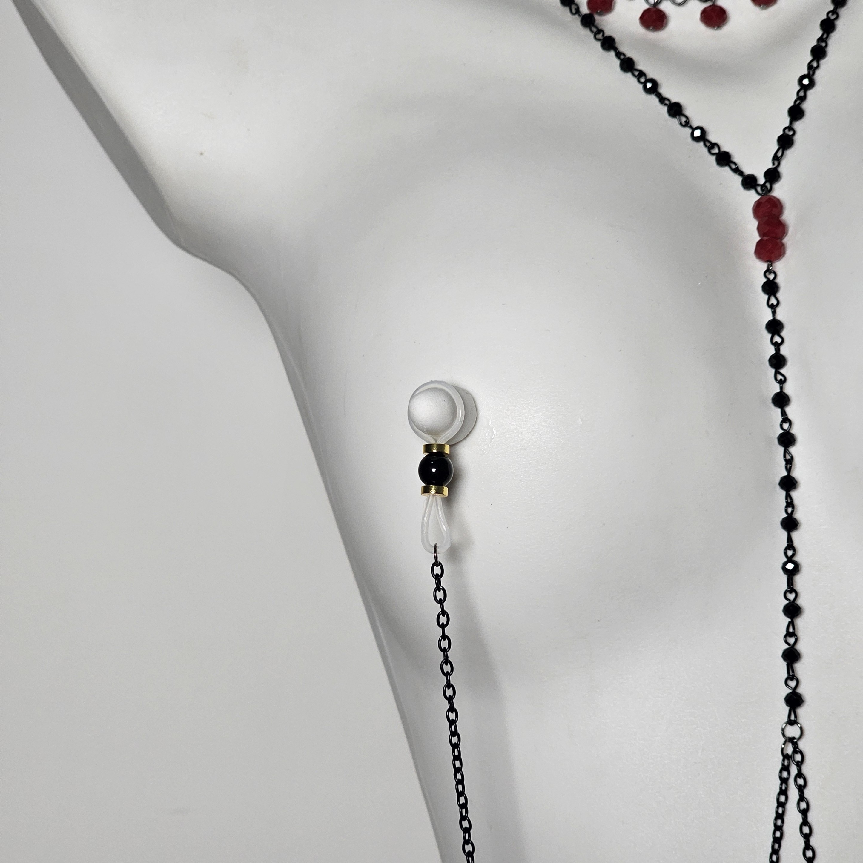Black Chain Ruby Charm Nipple Ring Adjustable Lingerie Accessories - image 5