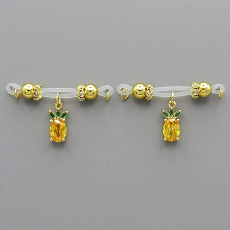 Pineapple Charm Adjustable Non-Piercing Nipple Rings - Yellow - 2 (a pair) - image 3