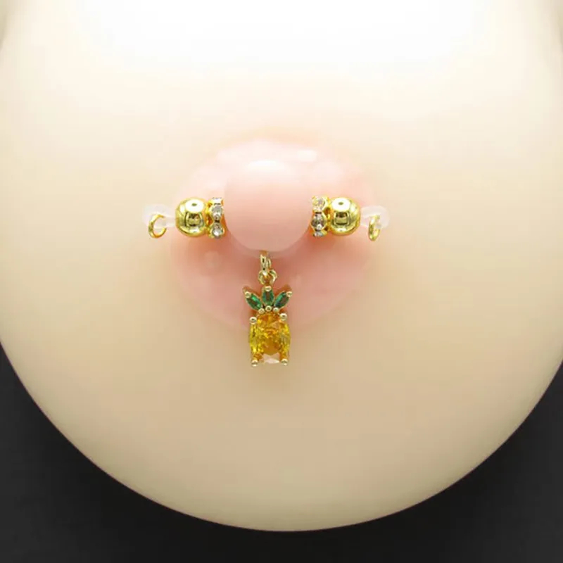 Pineapple Charm Adjustable Non-Piercing Nipple Rings - image 2