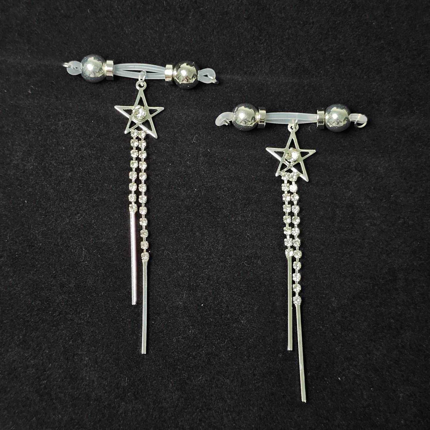Star Tassel Nipple Clamp Adjustable Lingerie Accessories - Silver - 2（ a pair） - image 2
