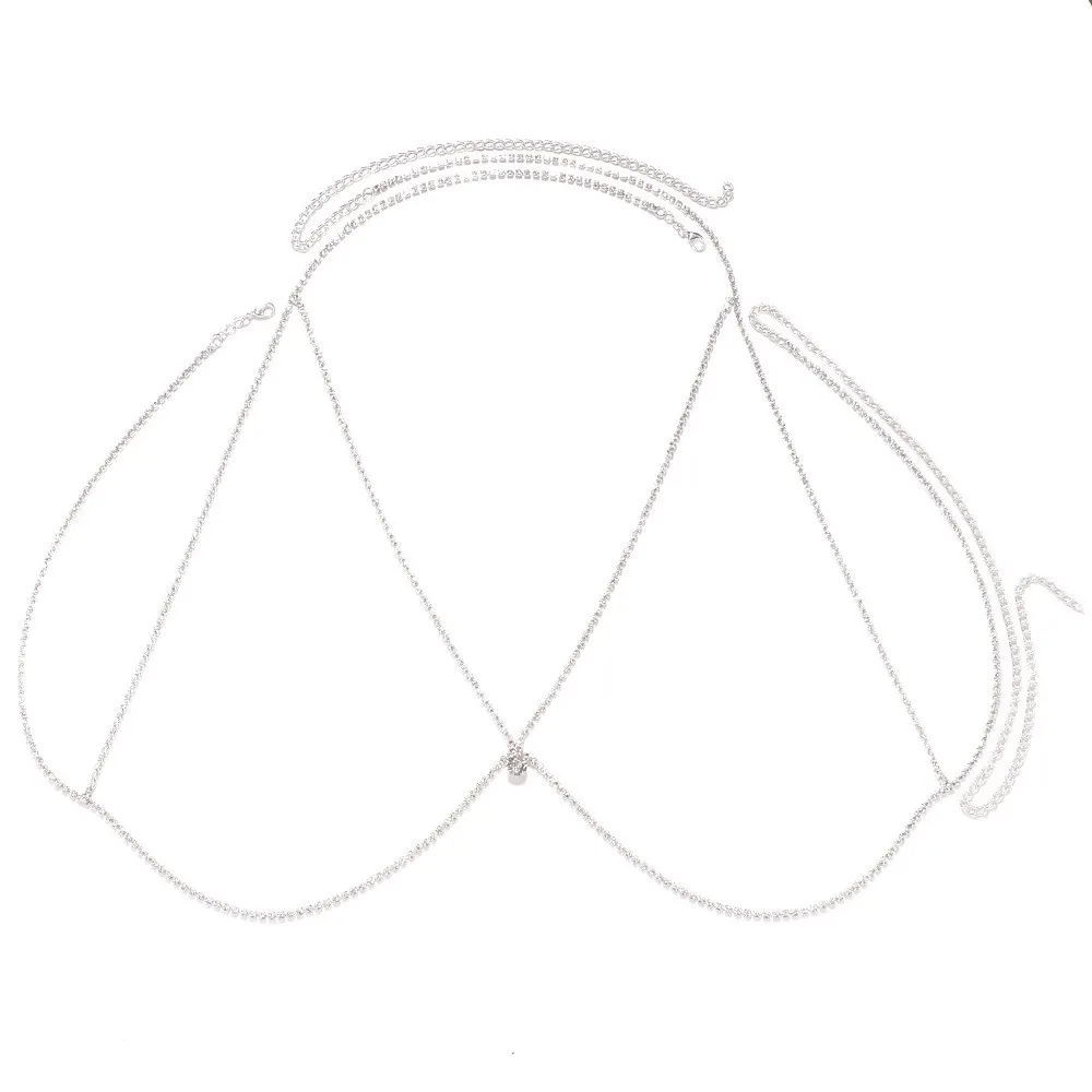 Rhinestone Chest Chain - Silver - 2 (a pair) - image 3