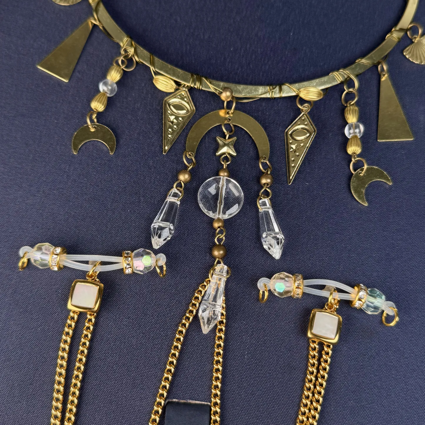 Moon Necklace Nipple Clamp Adjustable Lingerie Accessories - Gold - 1 set (nipple clamps + necklace) - image 2