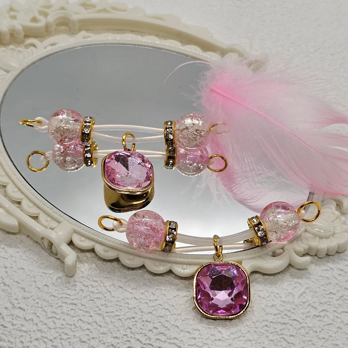 Pink Bead Square Rhinestone Nipple Clamp Adjustable Lingerie Accessories - image 4