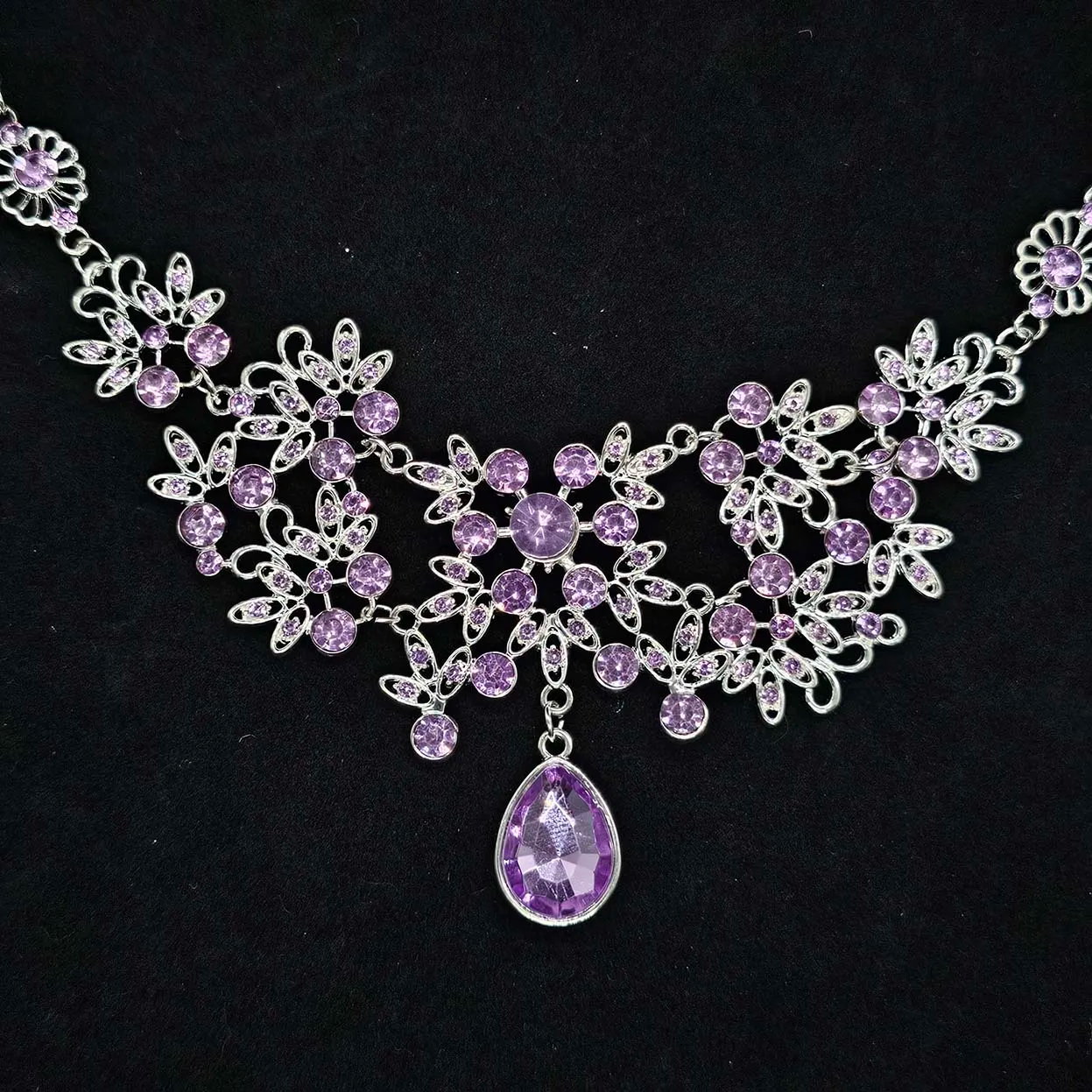 Purple Floral Rhinestone Necklace Nipple Clamp Adjustable Lingerie Accessories - image 4