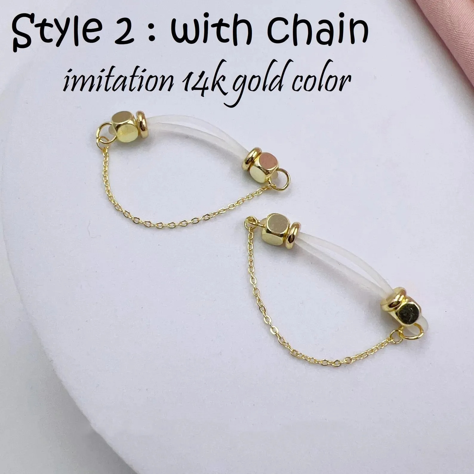 Gold Chain Nipple Clamp Adjustable Lingerie Accessories - With Chain - 2-pack (one pair) - image 3