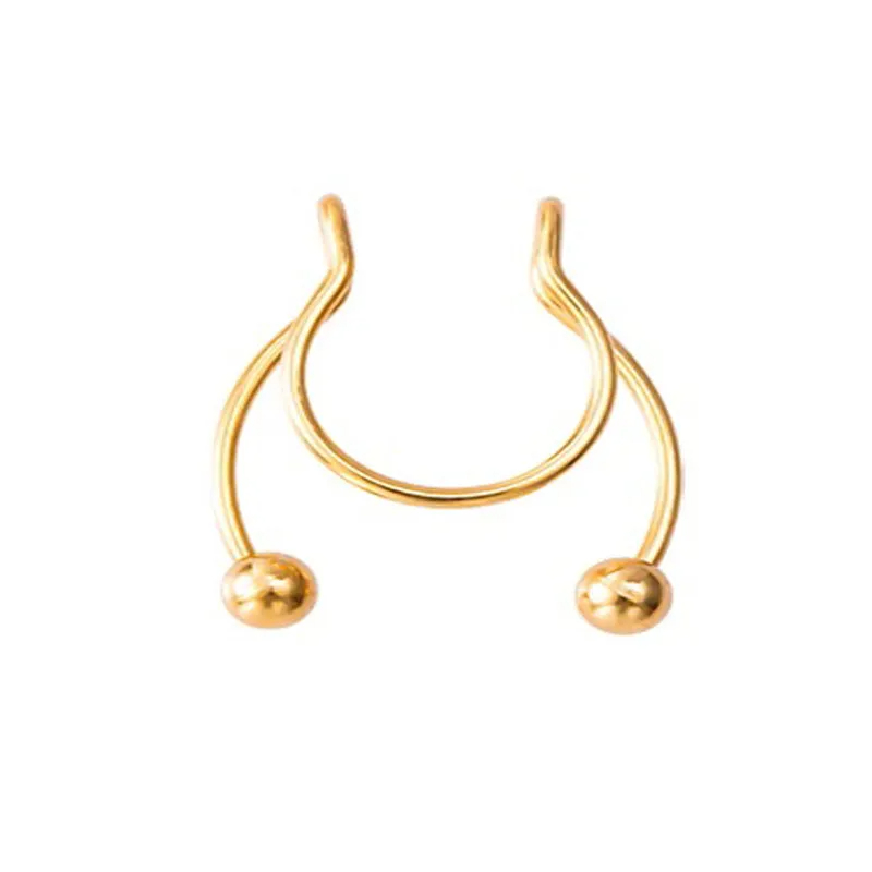 U Shape Nose Ring - Gold - image 5