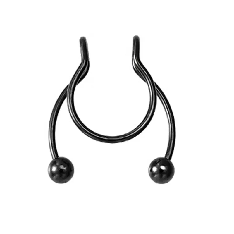 U Shape Nose Ring - Black - image 6