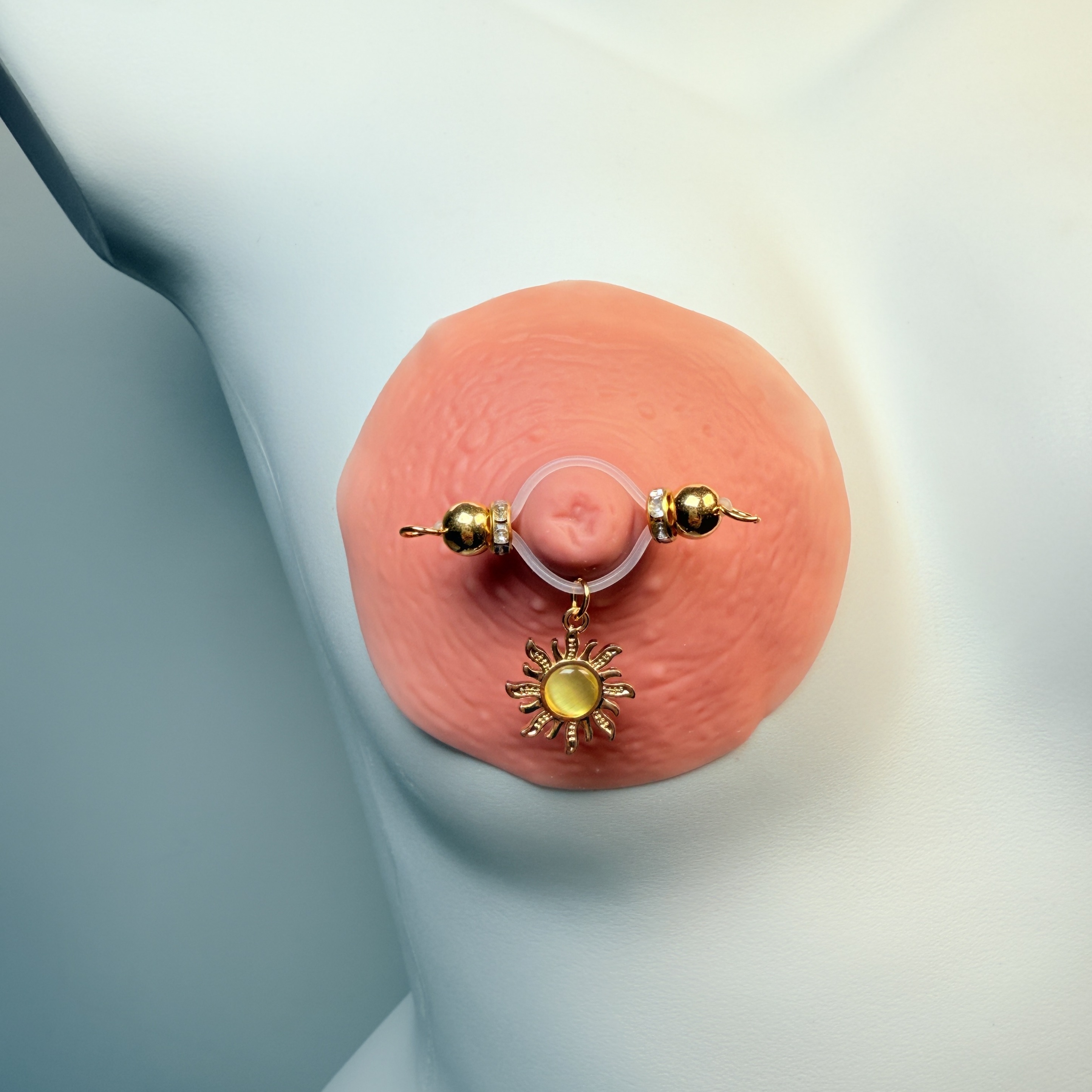 Hole-free Pearl False Nipple Decoration Sunflower Nipple Ring Adjustable Lingerie Accessories - image 3