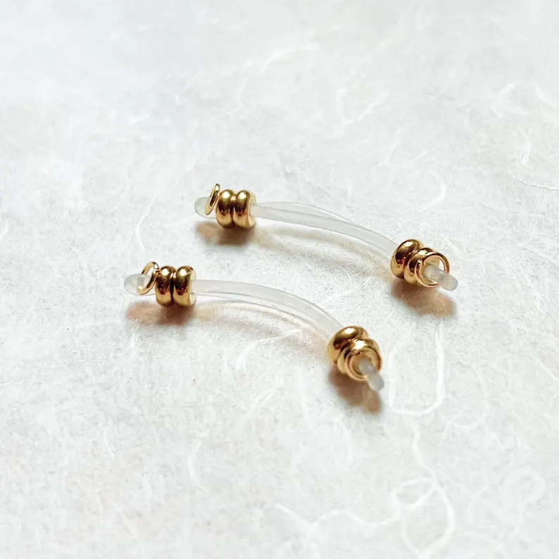 Fake Nipple Barbell Jewelry Nipple Ring Adjustable Lingerie Accessories - Gold - 2 pack (one pair) - image 1