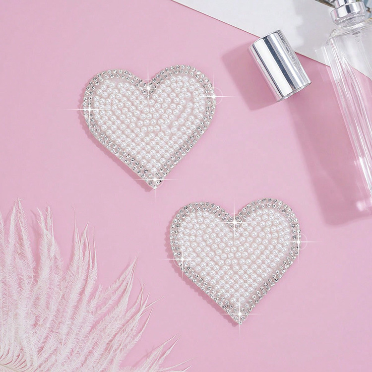 Rhinestone Chest Stickers Nipple Ring Adjustable Lingerie Accessories - Pearl - 2 pack (one pair) - image 3