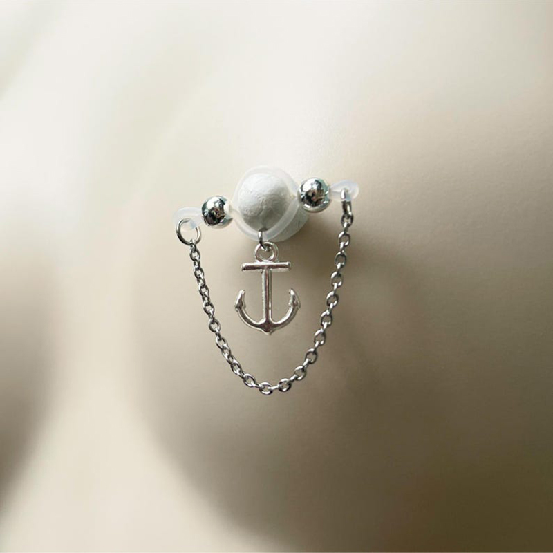 Chain And Anchor Adjustable Non-Piercing Nipple Rings - image 6