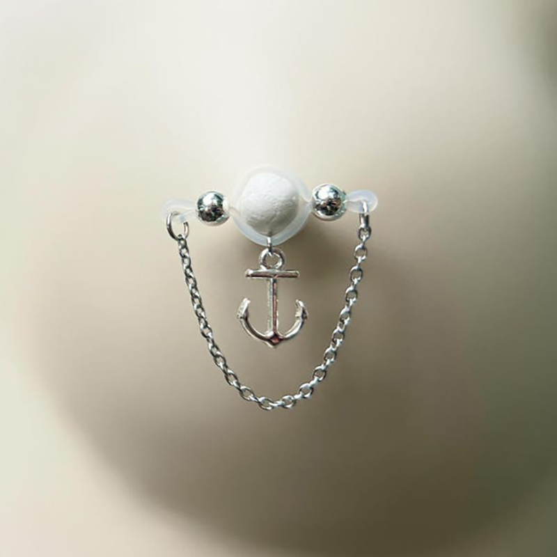 Chain And Anchor Adjustable Non-Piercing Nipple Rings - image 2