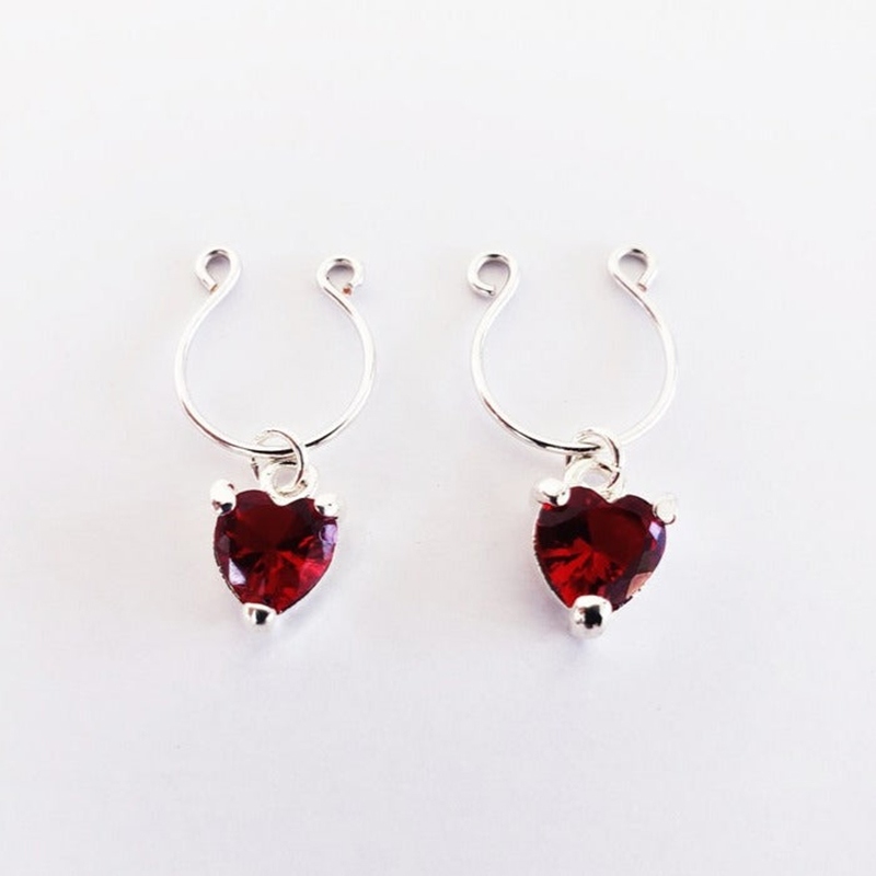 Heart-shaped Nipple Ring Adjustable Lingerie Accessories - Red - 2 pack (one pair) - image 1
