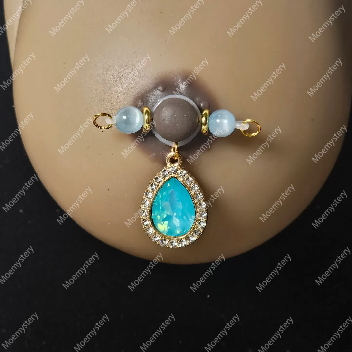 Blue Rhinestone Nipple Clamp Adjustable Lingerie Accessories - image 2