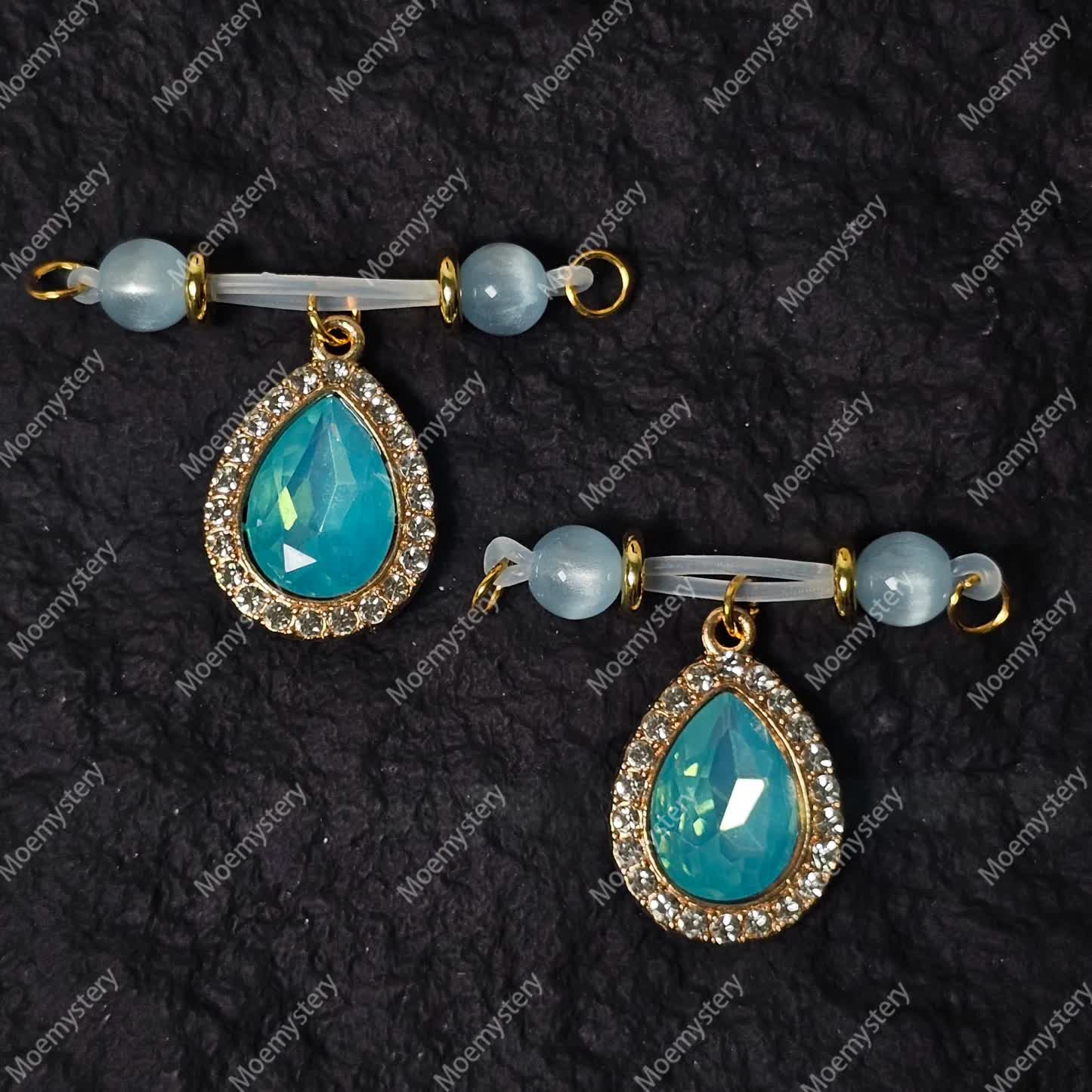 Blue Rhinestone Nipple Clamp Adjustable Lingerie Accessories - image 3