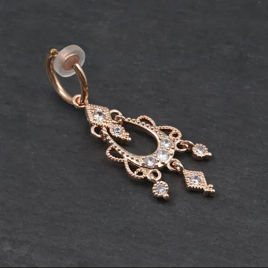 Fake Belly Button Piercing Rhinestone Body Jewelry - Gold - image 2