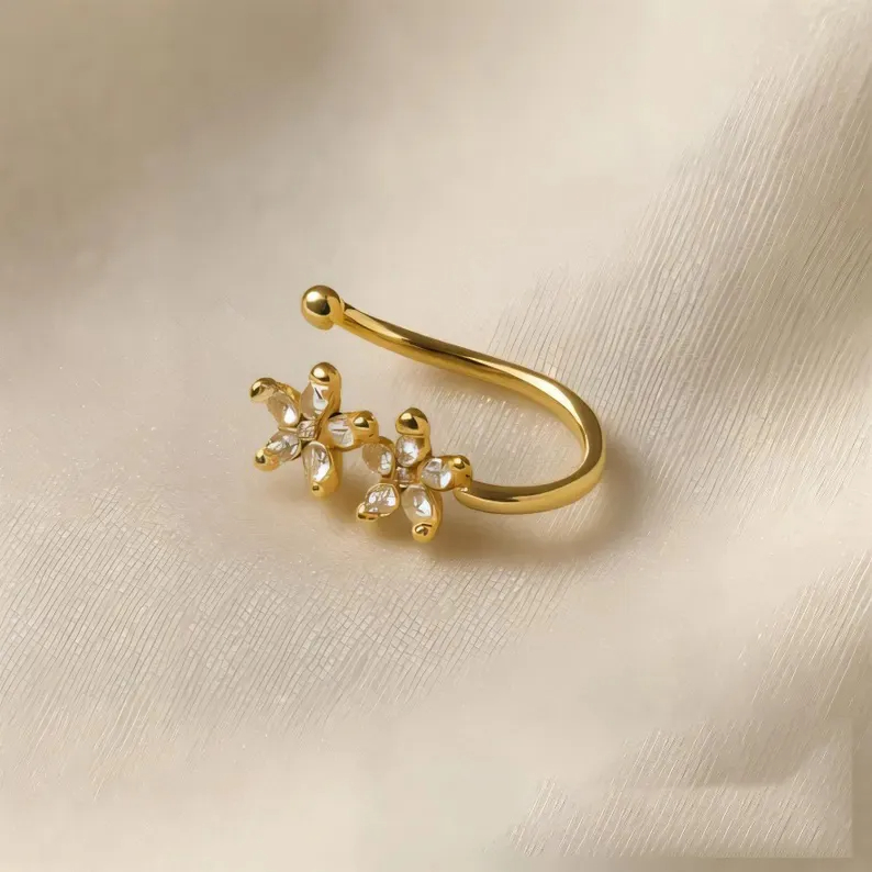 Flower Nose Ring - Gold - Buy 1 Get 1Free - image 2